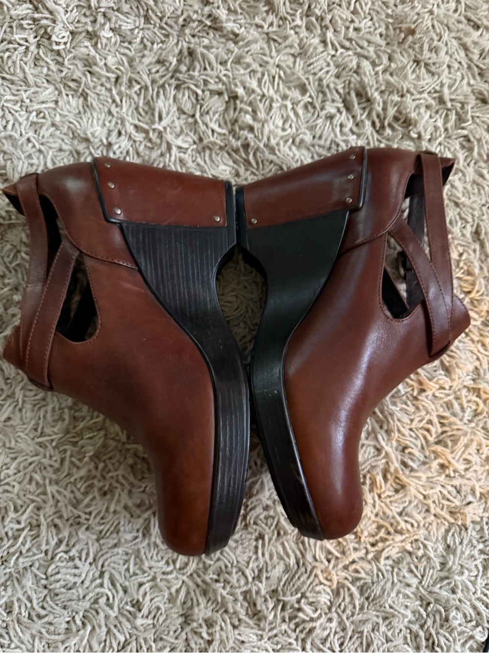 Dansko Franka Leather Cutout Wedge Ankle Heels - Picture 5 of 9